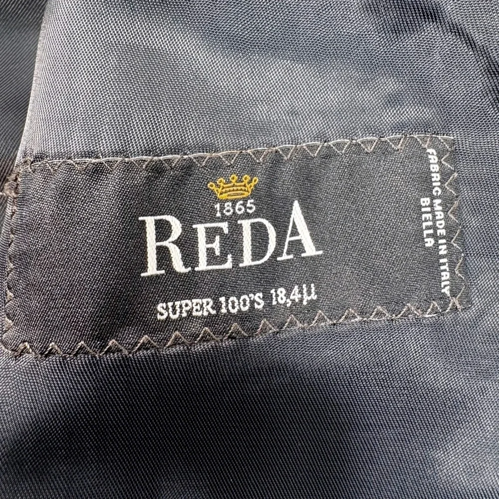Barneys New York Navy Pinstripe Suit Reda Super 100s Wool Italy 44L 34x32 Luxury